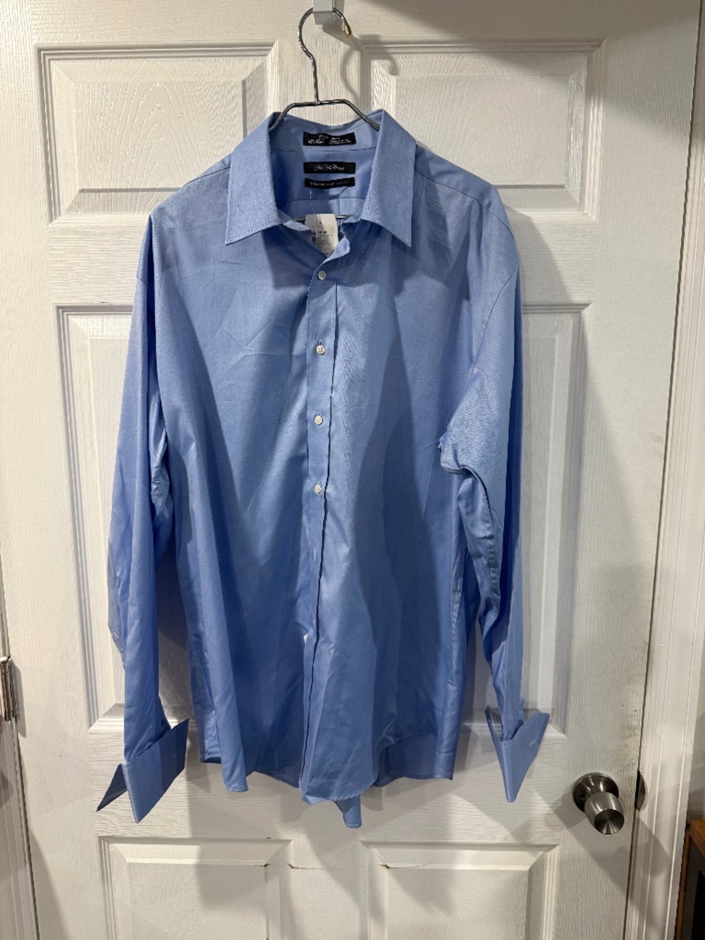 SAKS 5th Avenue Classic Fit French Cuff Dress Shirt BLUE - 36/37 - 17 1/2 Neck